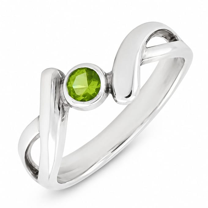 Kinderring 925 Zilver – Zilveren Ring met Groene Steentje – Open Design – Kinder Ring Meisje