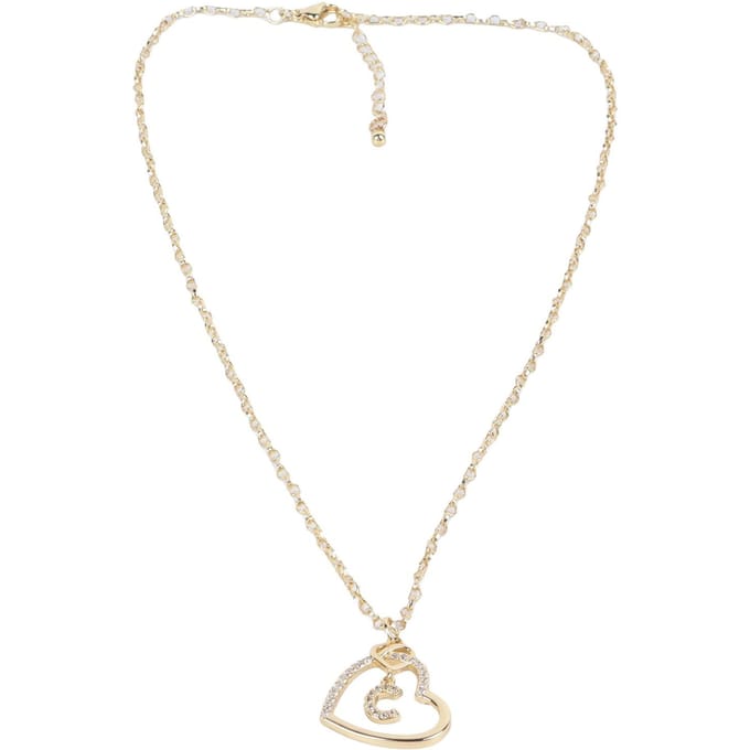 Strass Letter C Hanger Ketting Vrouwen Modieuze Koperen Hartvormige Hanger Ketting Sieraden white
