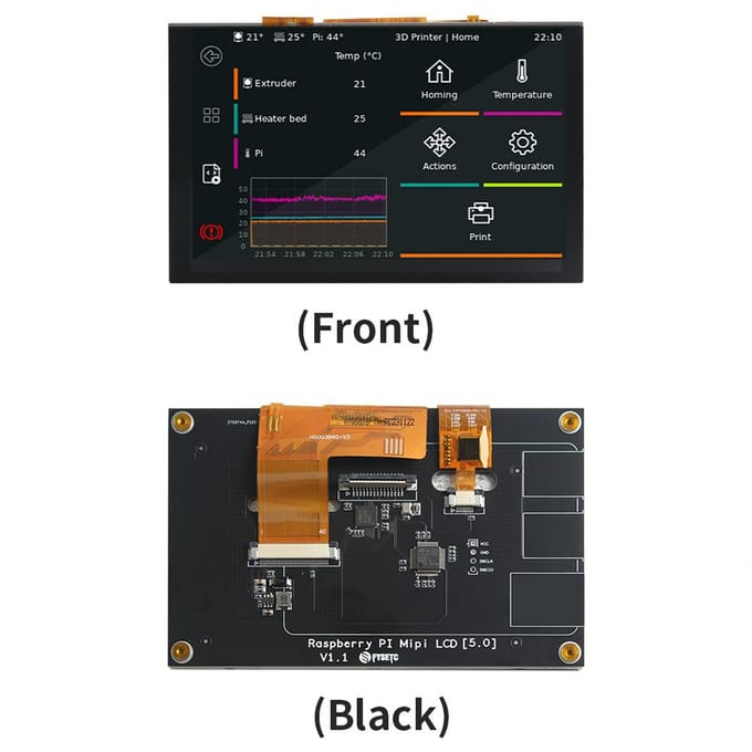 5 Inch Touchscreen Monitor Compatibel met Raspberry Pi Board 800x480 DSI IPS LCD-scherm 5-punts zwart