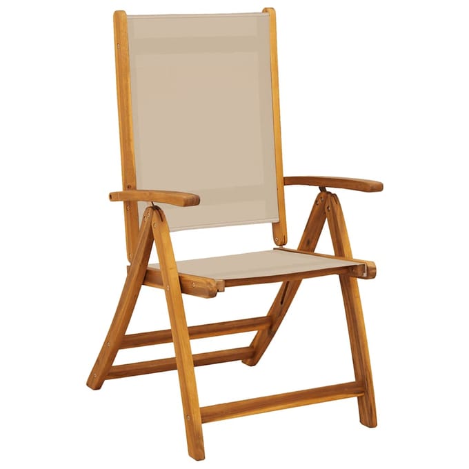 vidaXL - Opklapbare - stoelen, - 2 - stuks, - van - massief - acaciahout - en - textilene.