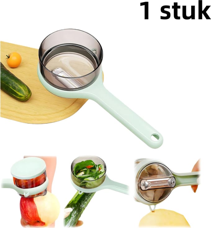 Fruitschiller (1 stuk) - Multifunctionele schiller - Opbergmodel - Schilt soepel - Groen