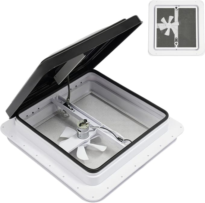 Dakluik Camper - Ventilatie Raam - Ventilatie Caravan - Anti-Muggen Scherm - 35 x 35 cm - Zwart Wit