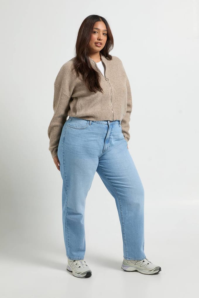 boohoo Dames Plus Basics Hoge Taille Mom Jeans | Lichtblauw | Maat: 16/30L