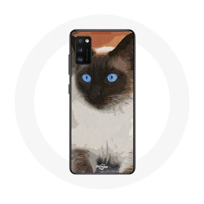 Samsung Galaxy A41 hoesje Siamese Kat Zwart-wit Blauwe Ogen