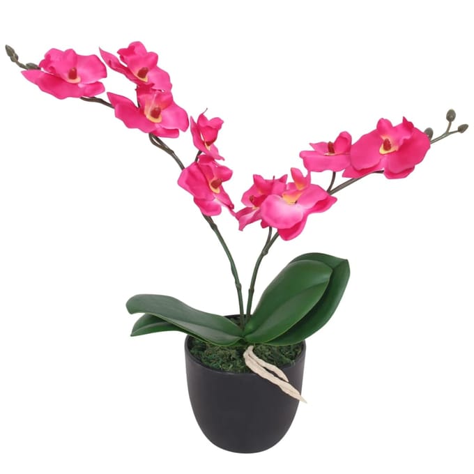 vidaXL - Kunstplant - orchidee - met - pot - 30 - cm - rood