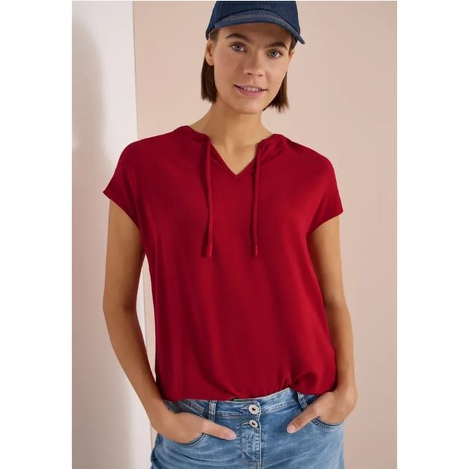 Blouse met korte mouwen en structuurmix