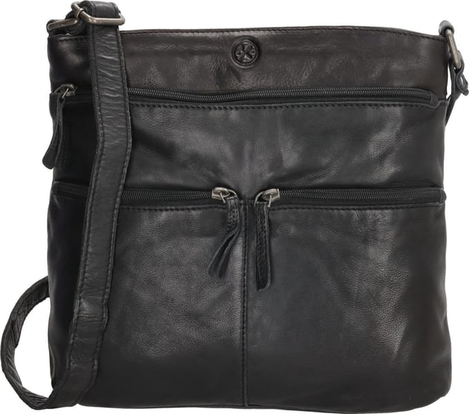 Hide & Stitches Paint Rock Crossbody Schoudertas - 100% Leder - Leren Dames Tas - Zwart
