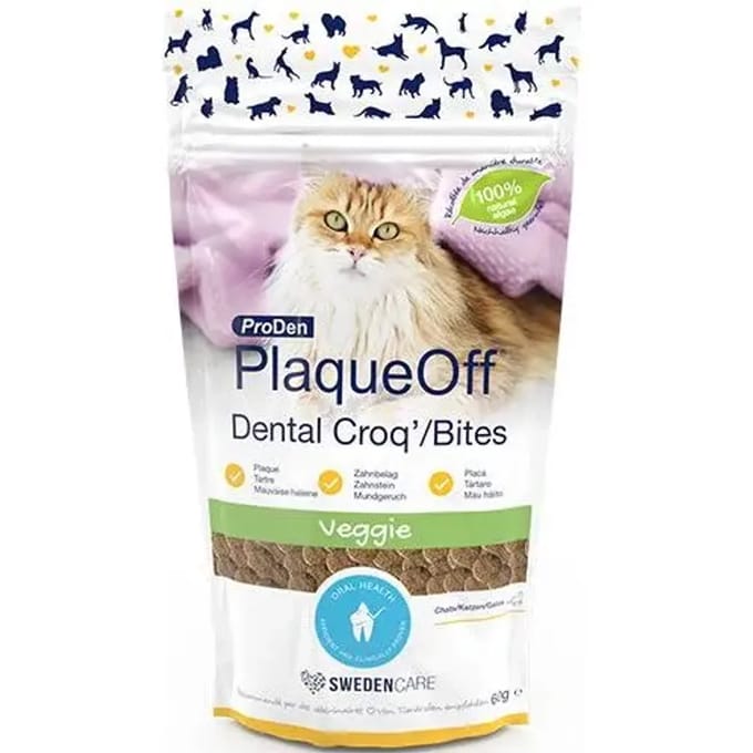 2x60 g ProDen PlaqueOff Dental Bites voor katten Veggie