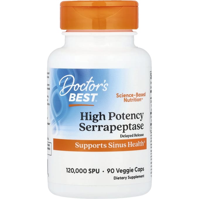 Doctor's Best, Hooggedoseerde Serrapeptase, Veggie Capsules 90