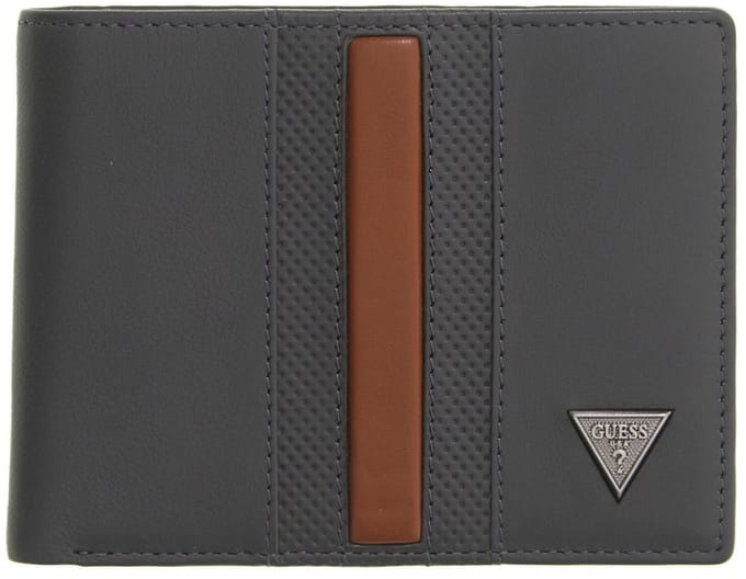 GUESS Leren portemonnee Torino Bifold Wallet Anthracite Grey donkergrijs