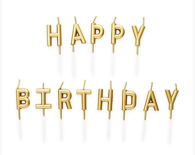 Wefiesta - Candle set 'Happy Birthday goud