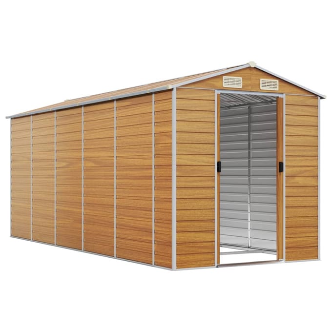 vidaXL - Tuinschuur - 191x470x198 - cm - gegalvaniseerd - staal - lichtbruin