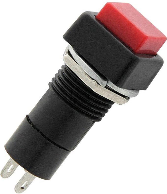 Schakelaar - 12mm - 250V AC - SPST (ON/OFF) - Vierkant rood