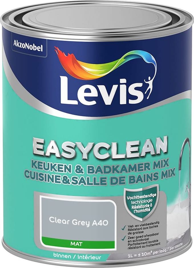 Levis - Easyclean Keuken & Badkamer Mix - Clear Grey A40 - Mengverf - 1 L