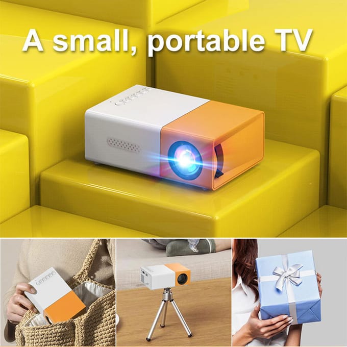 YG300 draagbare projector Smart Home Theatre-mediaspeler voor thuisbioscoop-tekenfilms US Plug geel