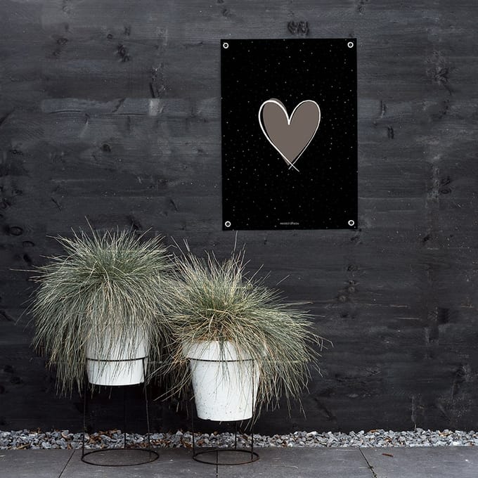 MOODZ design | Tuinposter | Buitenposter | Hart | 70 x 100 cm | Zwart