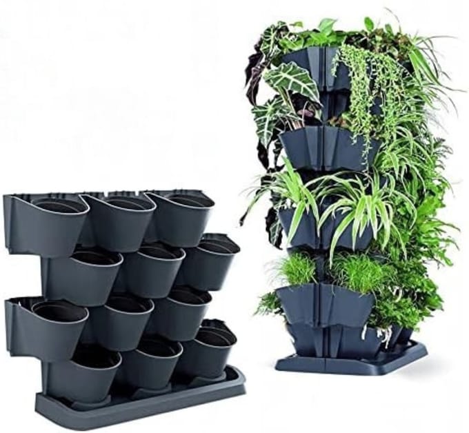 Aurixi® Verticale Tuin Met Watersysteem - Verticale Moestuin – Verticale Tuin – Zwart - ‎19cm x 69cm x 55cm
