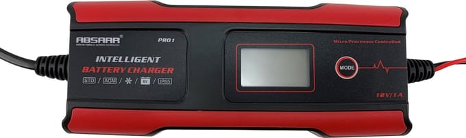 Absaar Acculader PRO 1.0 6/12V 1A - processor gestuurd - voor motoren, auto's, campers