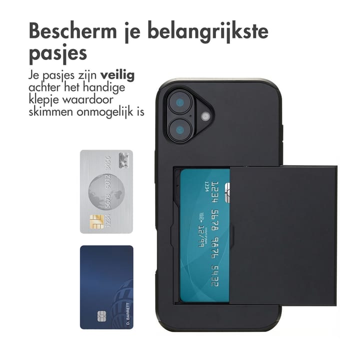 imoshion Hoesje met Pasjeshouder - Geschikt voor Apple iPhone 16 Plus - Zwart