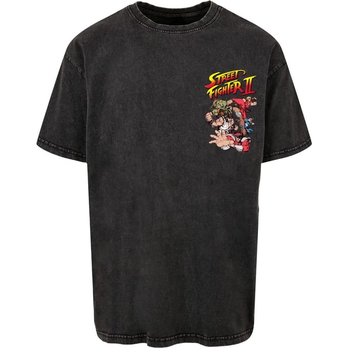 Merchcode Streetfighter - Streetfighter II Roster Oversize Heren Tshirt - M - Zwart