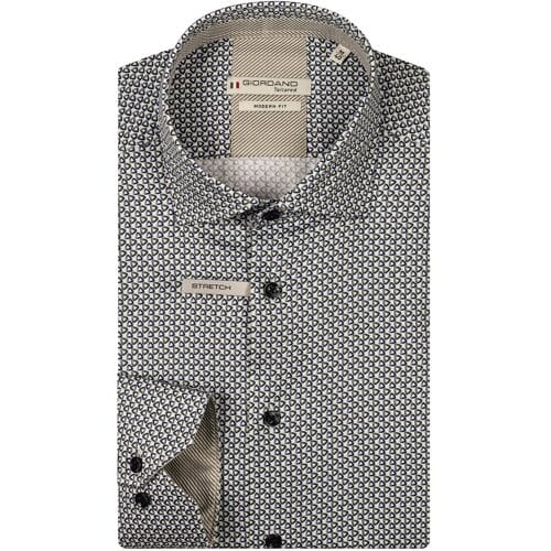 Giordano Overhemd Maggiore Satin Stretch Graphic Triangles Pattern Apple Green-Multi / male