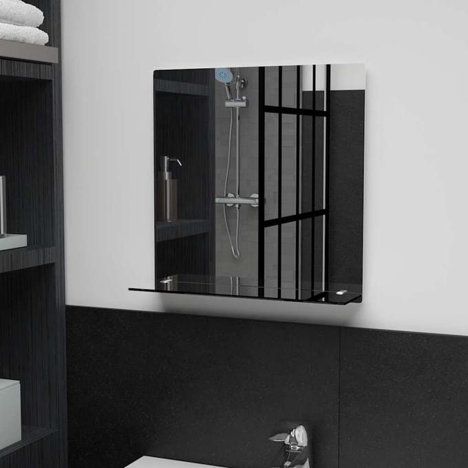 vidaXL - Wandspiegel - met - schap - 40x40 - cm - gehard - glas