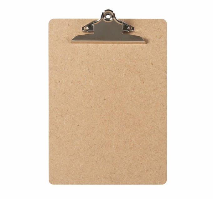 LPC  Klembord - clipboard - hout/mdf/hardboard- A4 -145 mm butterfly klem