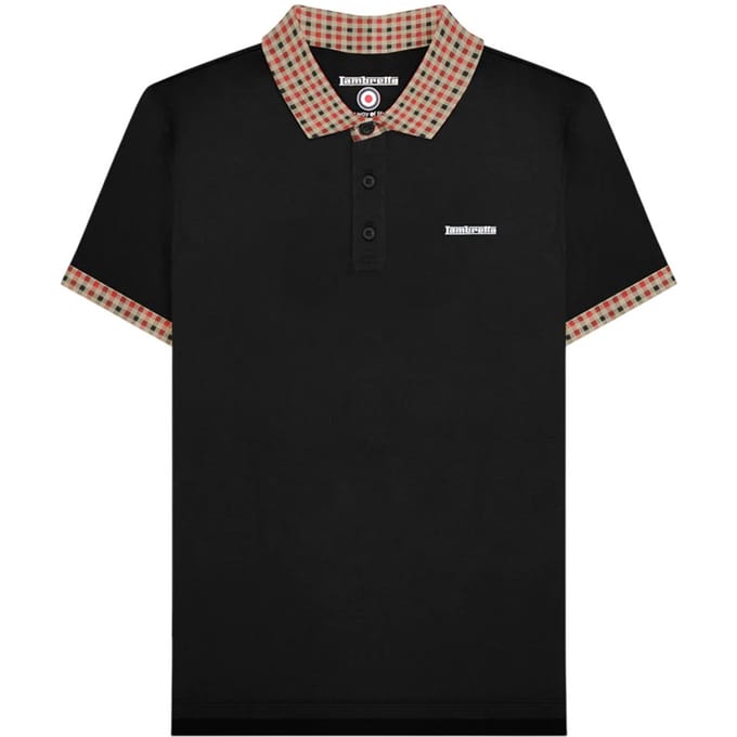 Lambretta Heren SS25 Gingham Poloshirt (Zwart)