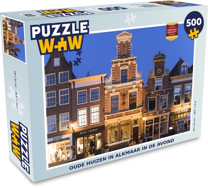 Puzzel Alkmaar - Avond - Huizen - Legpuzzel - Puzzel 500 stukjes