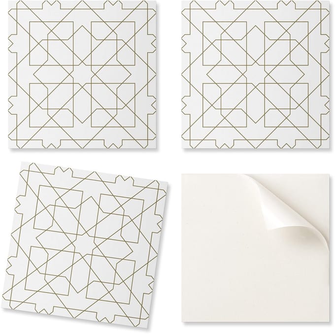 Set vinyltegels met geometrisch lijnpatroon, 4x50x50 cm