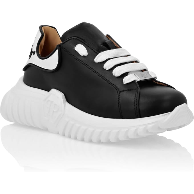 Leather Lo-Top Sneakers Hexagon Insert Sole And Plein