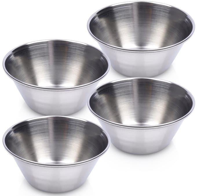 Excellent Houseware - Stalen Dip Kommen Set - 40 ml - 6 cm - Zilver
