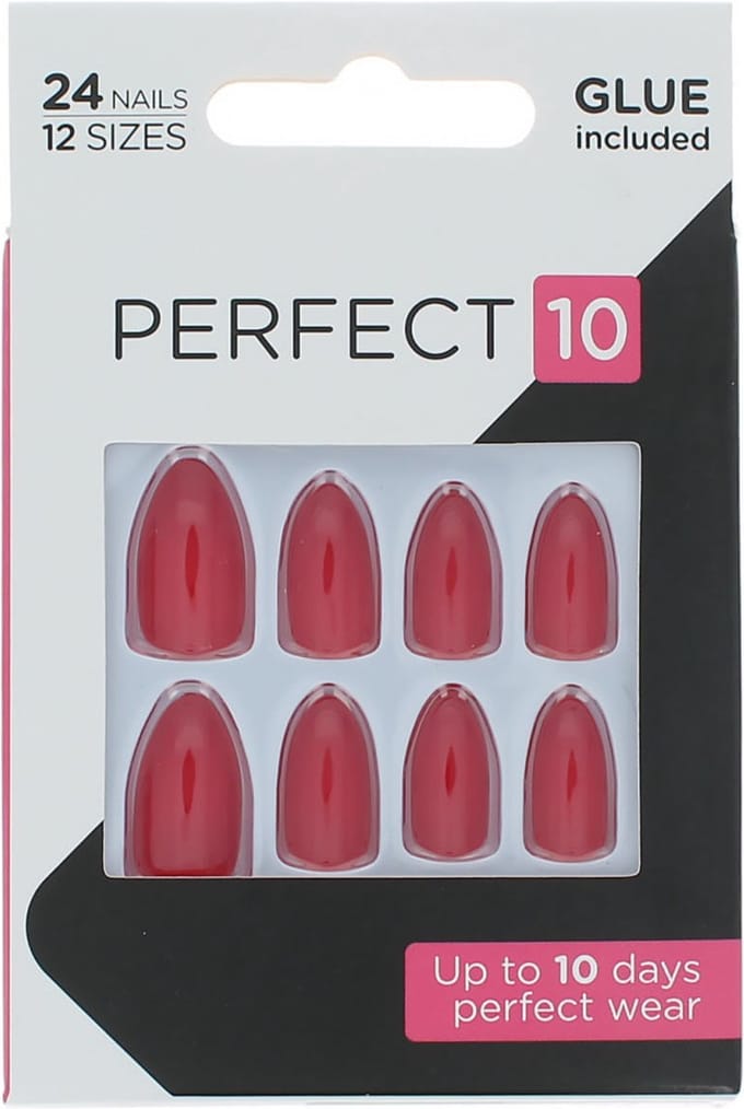 Elegant Touch Perfect 10 Pre-Glued Nails - Scarlet