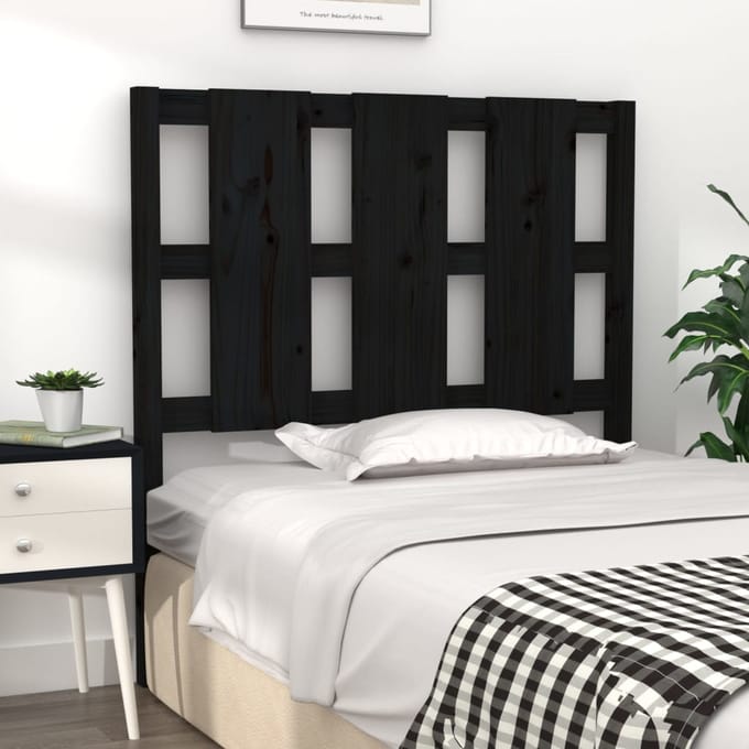 vidaXL - Hoofdbord - 95,5x4x100 - cm - massief - grenenhout - zwart
