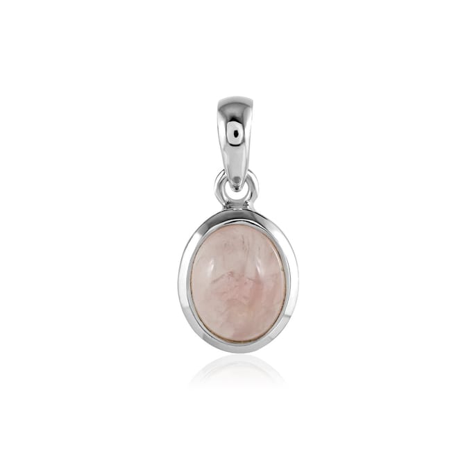 SilverGems Zilveren hanger met ovale cabouchon geslepen Rozenkwarts edelsteen