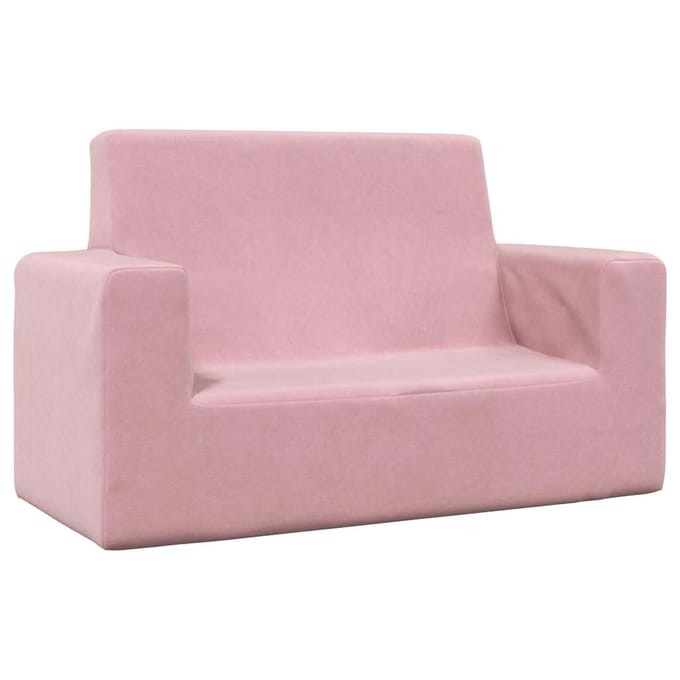 vidaXL - Kinderbank - 2-zits - zacht - pluche - roze