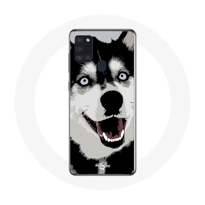 Samsung Galaxy A21S Hoesje Siberische Husky Blauwe Ogen