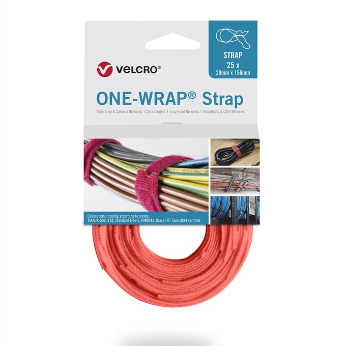 VELCRO® One Wrap® Bindband 20 mm x 230 mm, 25 stuks, oranje