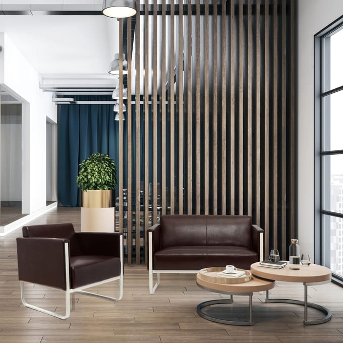hjh OFFICE Aruba | 2-Zits - Lounge bank / sofa - Bruin - Kunstleder