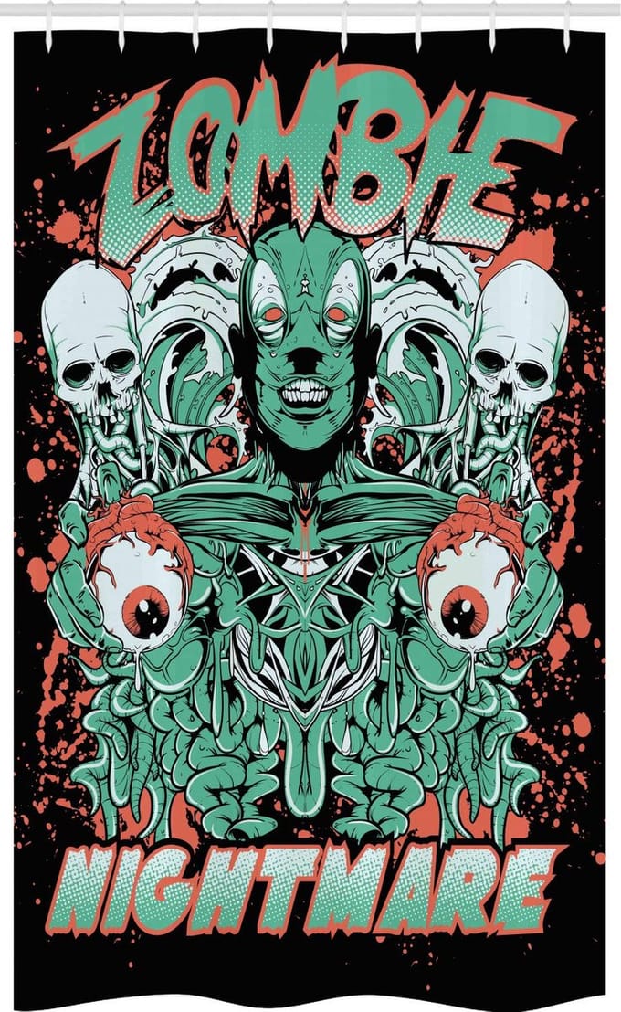 ABAKUHAUS douchegordijn – zombie-geest retro – 120x180 cm – polyester
