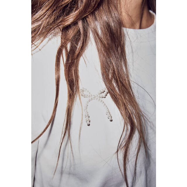 Haute L'Amitié Haute l’amitié pearl bow tee strikjes