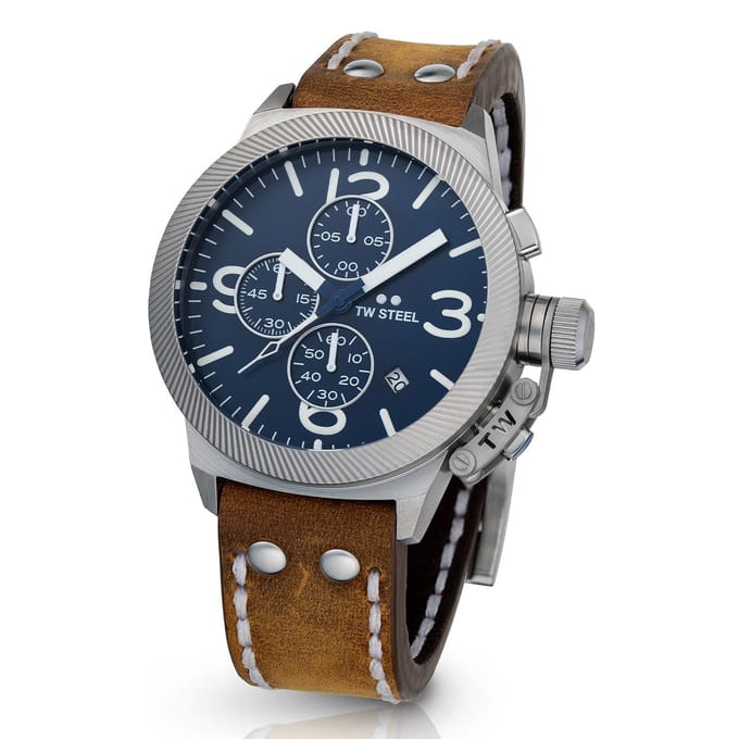 TW Steel TWCS106 Canteen Steel Chrono Bruin leer 45mm