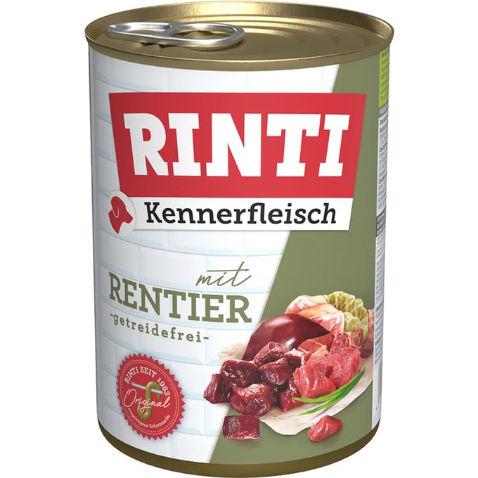 6 x 400 g RINTI Kennerfleisch Rendier Natvoer Hond
