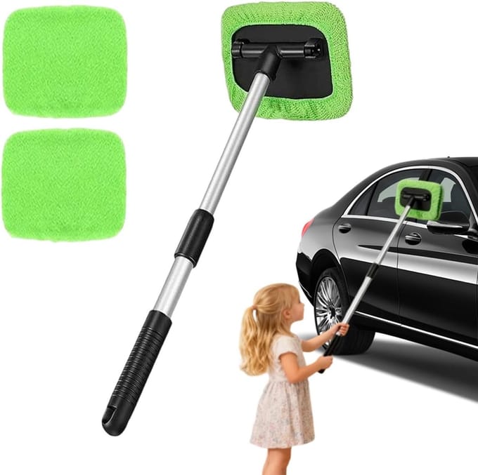Ruitenreiniger Tool - Auto Borstel - Auto Ramen Wassen - 180 Graden Draaiend - Uitschuifbaar - Grijs
