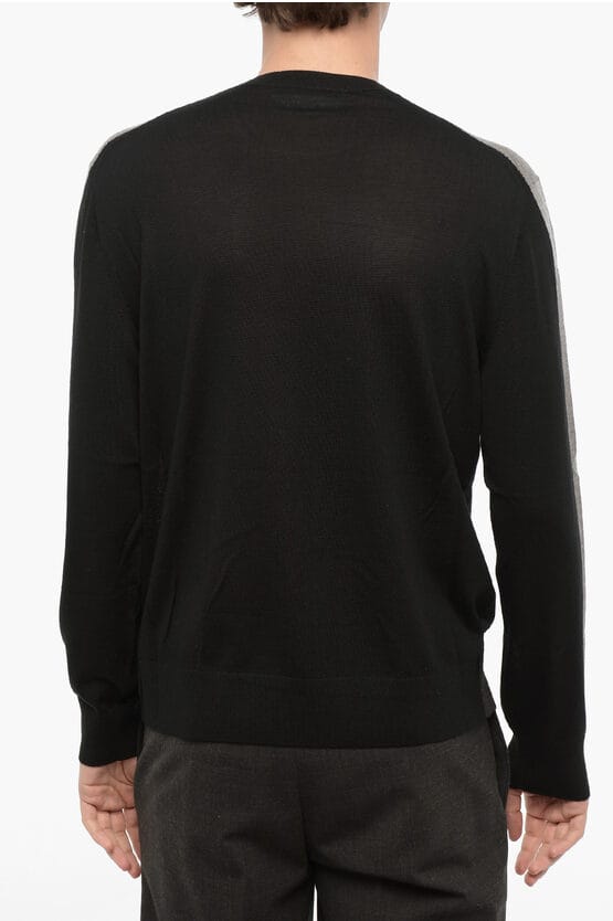 Tweekleurige wollen MODERNIST-trui in Nero, Grigio