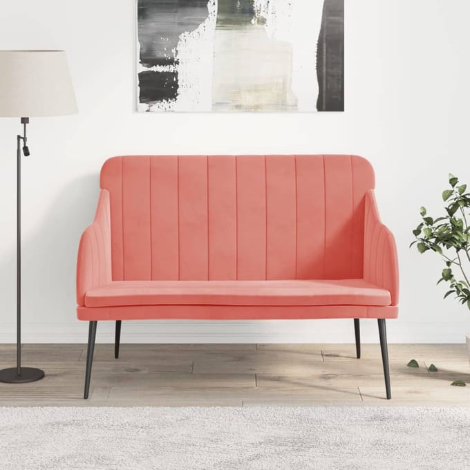 vidaXL - Bankje - 110x76x80 - cm - fluweel - roze