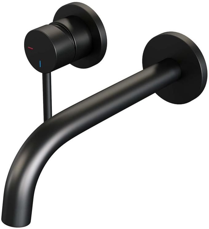 Brauer Black Edition Inbouw Wastafelmengkraan met Gebogen Uitloop en Rozetten Model A2 Mat Zwart