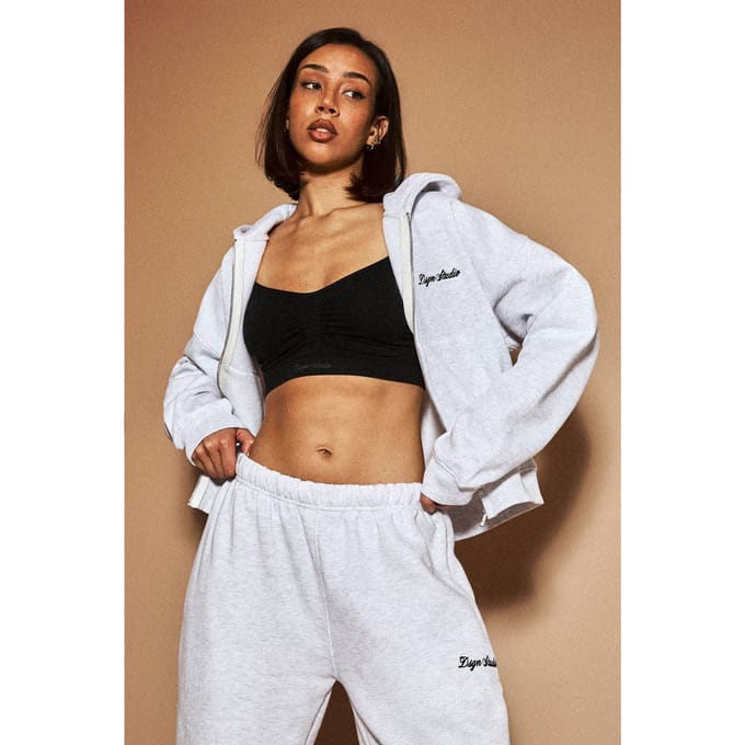 Dames Dsgn Studio Boxy Hoodie Met Rits | Asgrijs | Maat: Large