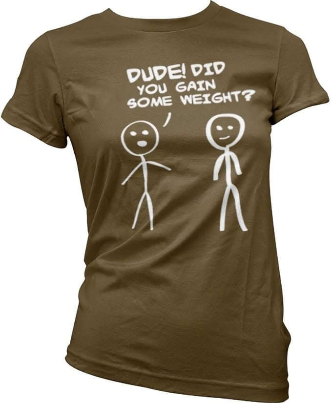 Hybris Hé! Ben je wat aangekomen? Girly T-shirt voor dames, bruin