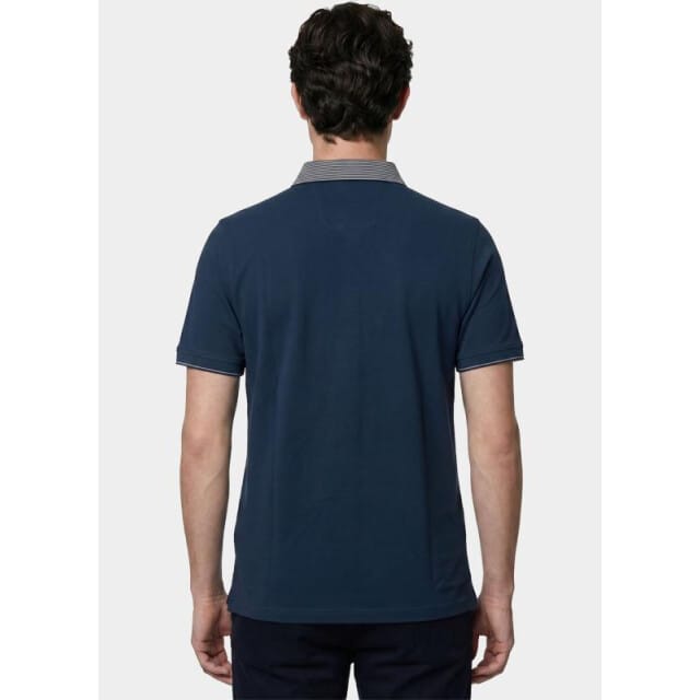 Baileys Polo Solid Color Cotton Subtle Stretch Piqué Dark Denim Blue / male